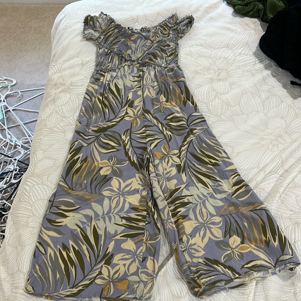 Patrons of Peace Leafy Jumpsuit in Olive and Lavender